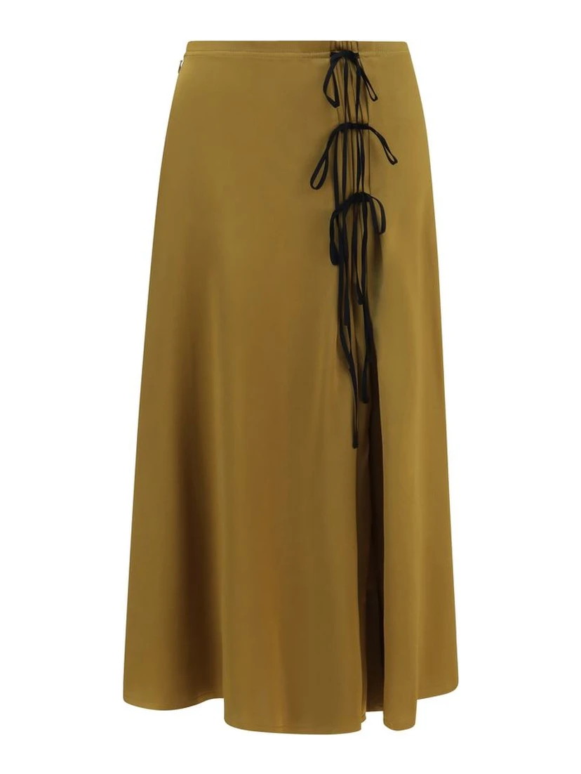 Bicolor Acetate Midi Skirt