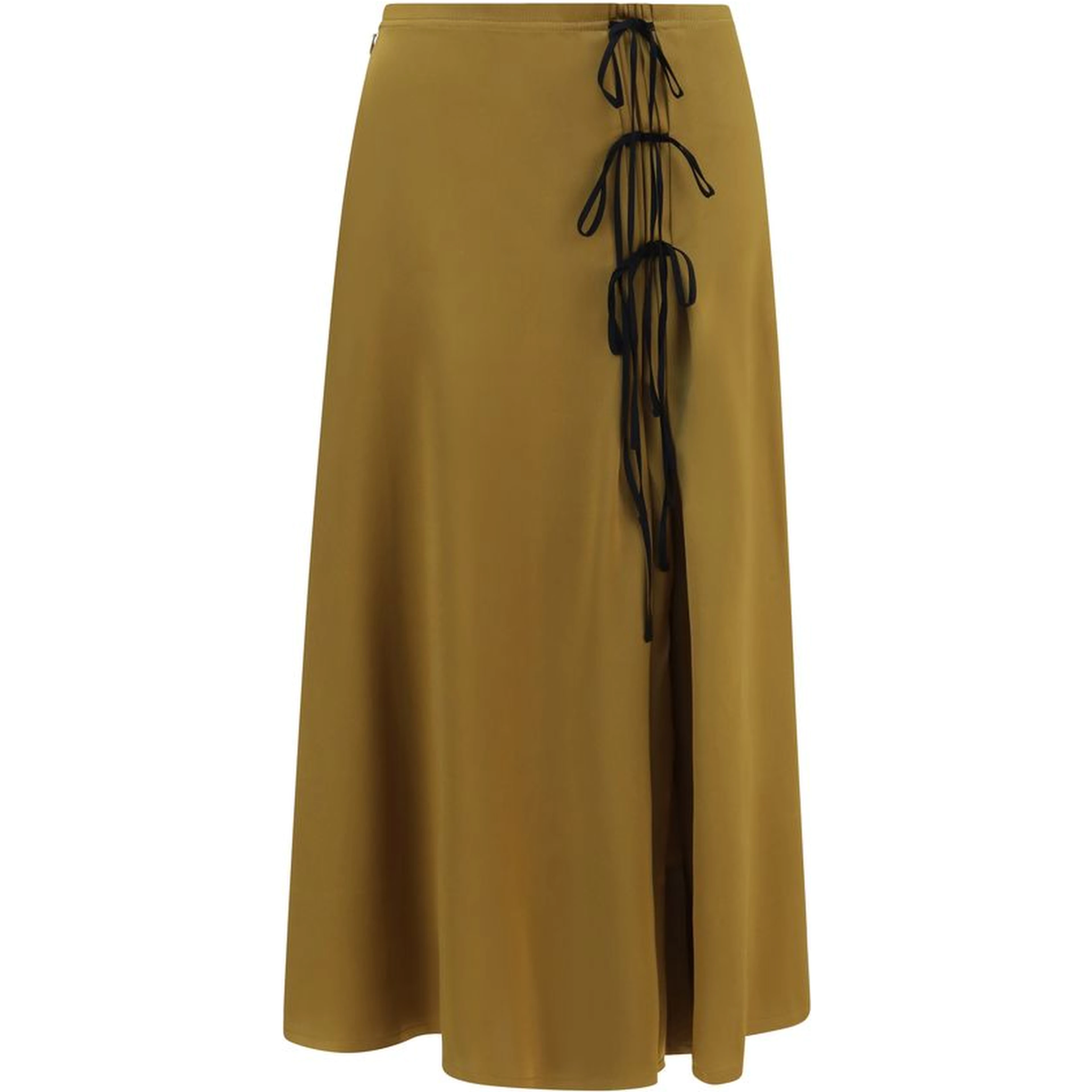 Bicolor Acetate Midi Skirt