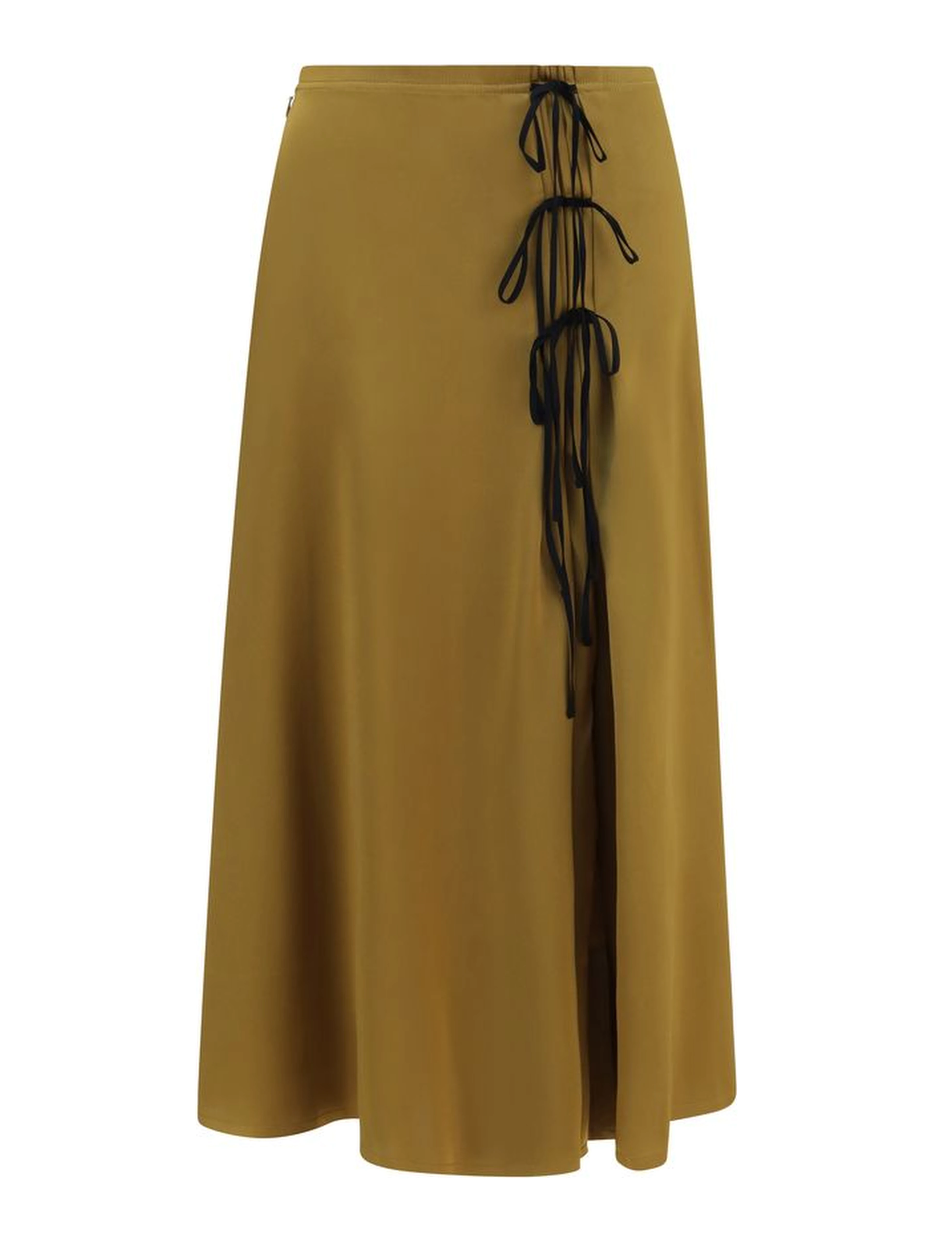 Bicolor Acetate Midi Skirt