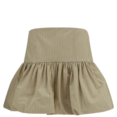 Beige Cotton Mini Skirt