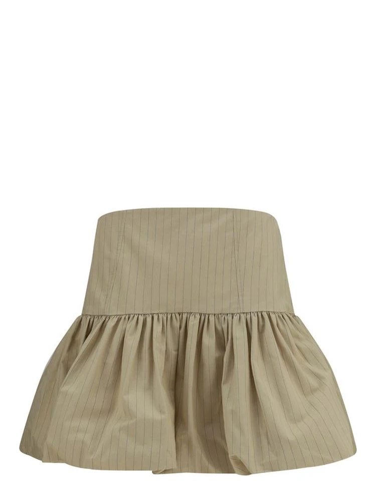 Beige Cotton Mini Skirt