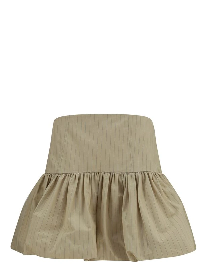Beige Cotton Mini Skirt