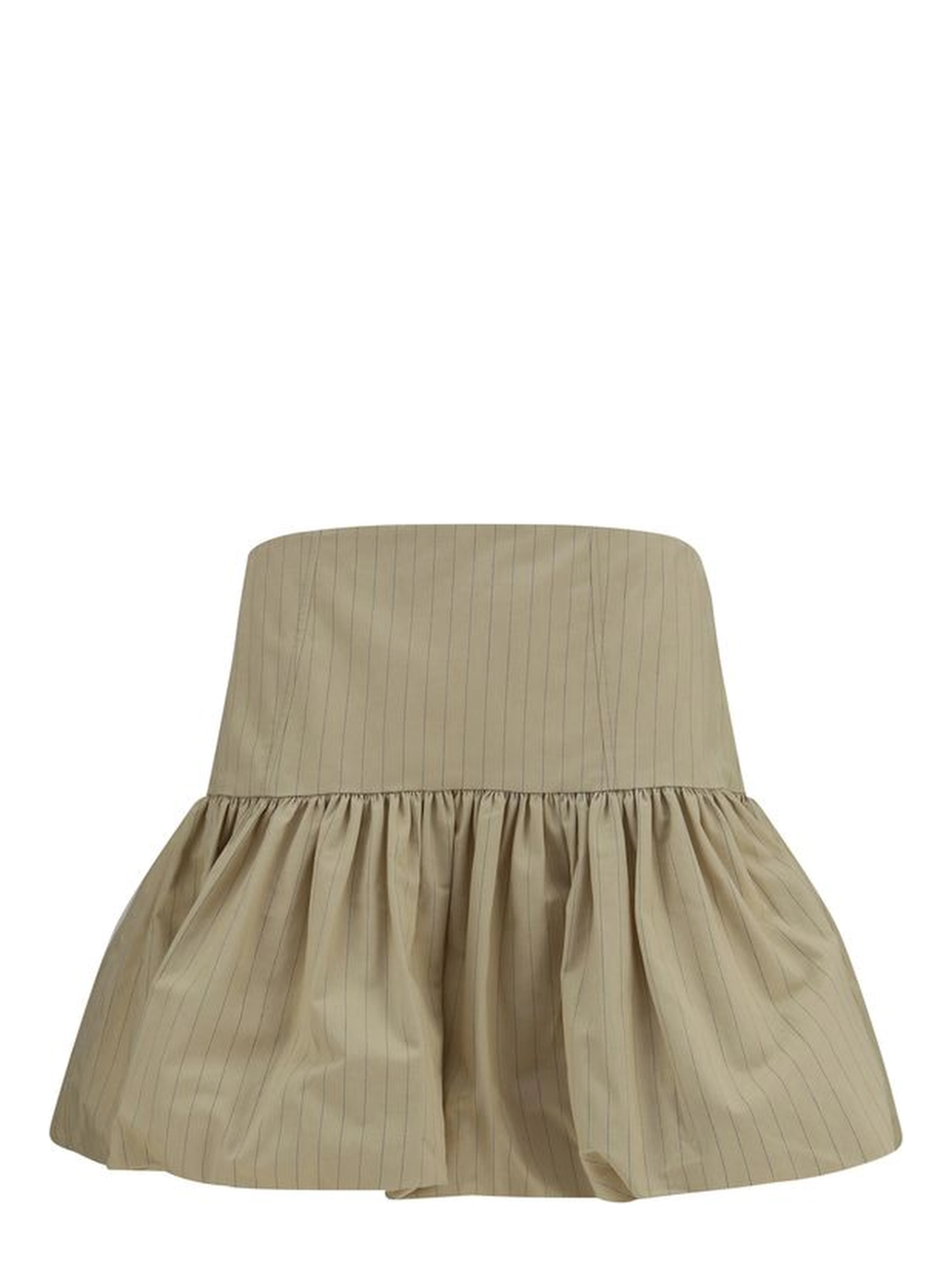Beige Cotton Mini Skirt