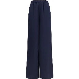Blue Silk Casual Pants