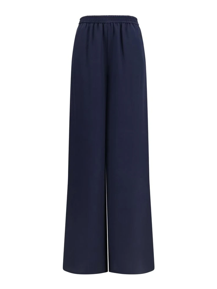 Blue Silk Casual Pants
