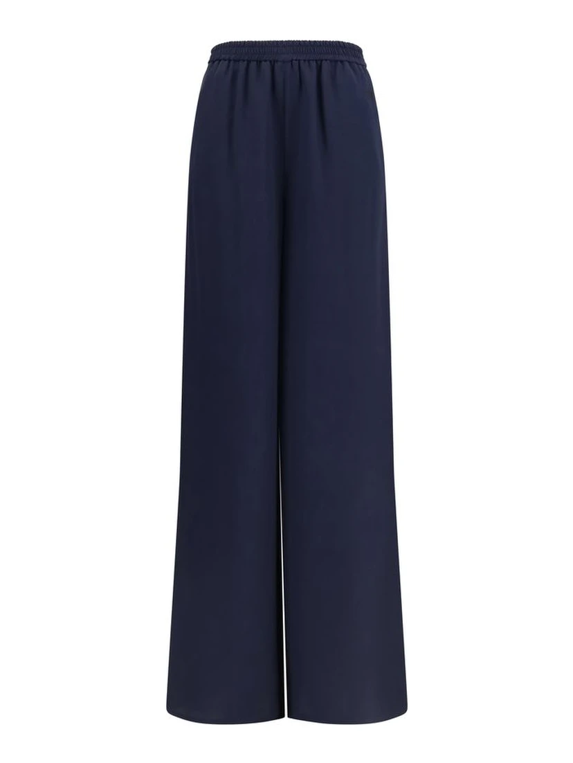Blue Silk Casual Pants