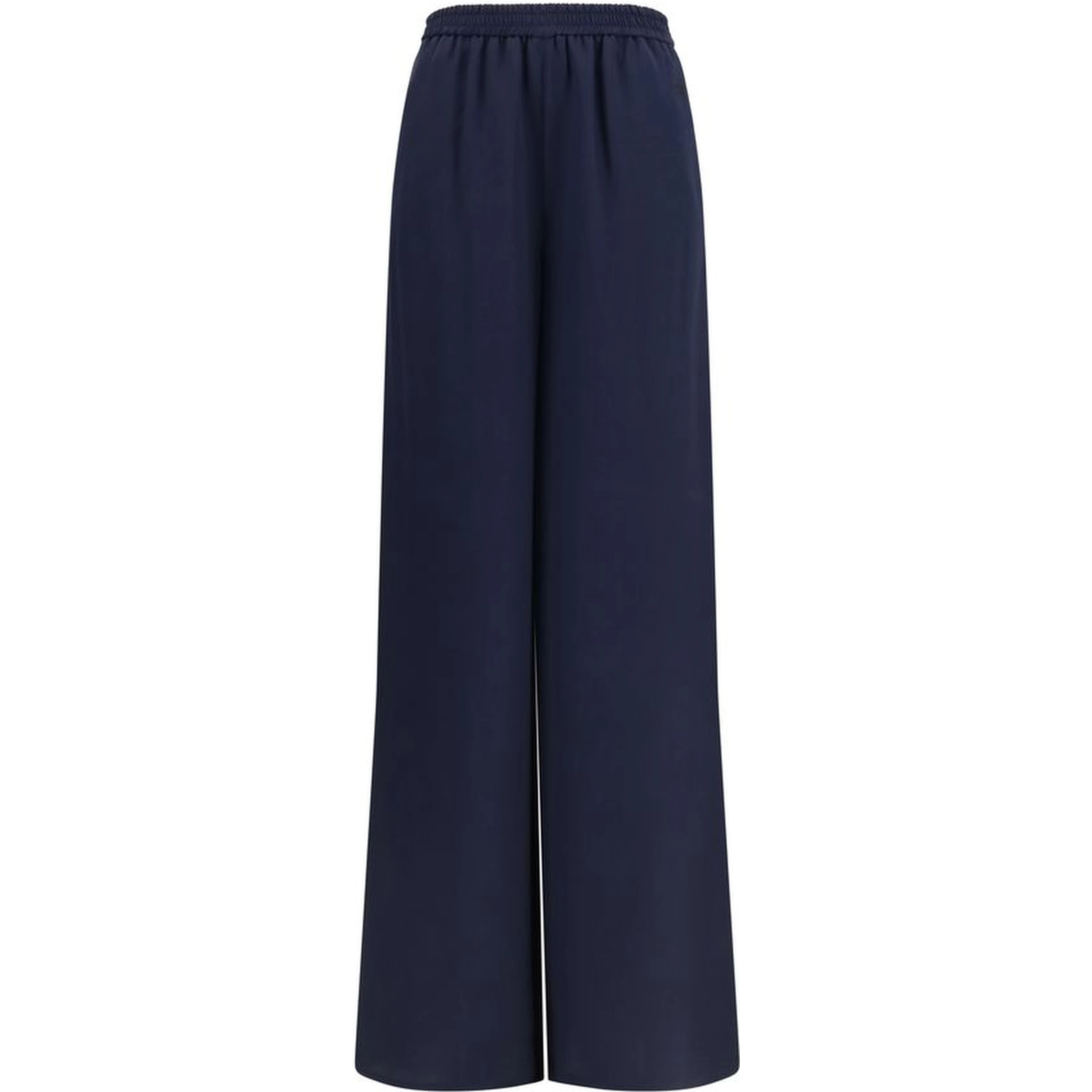 Blue Silk Casual Pants