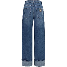 Blue Cotton Straight-Leg Jeans