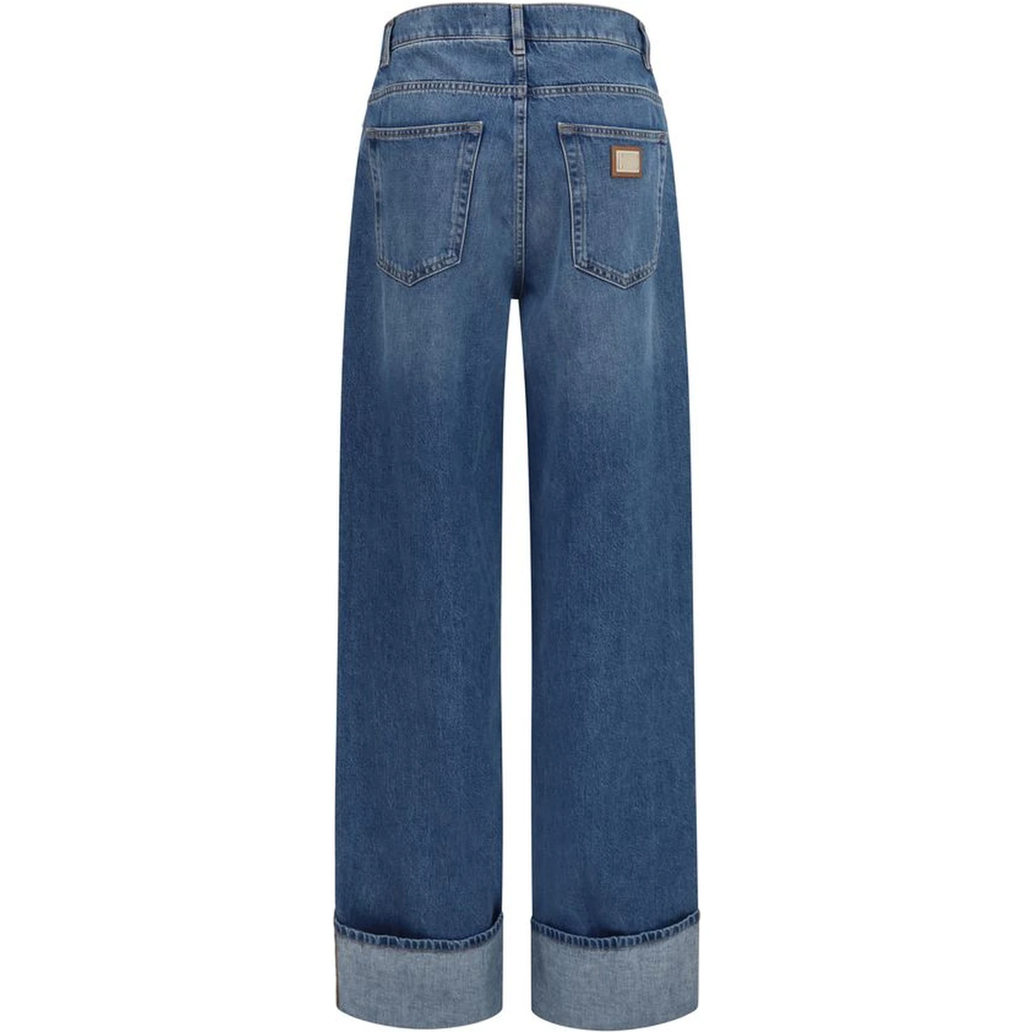 Blue Cotton Straight-Leg Jeans