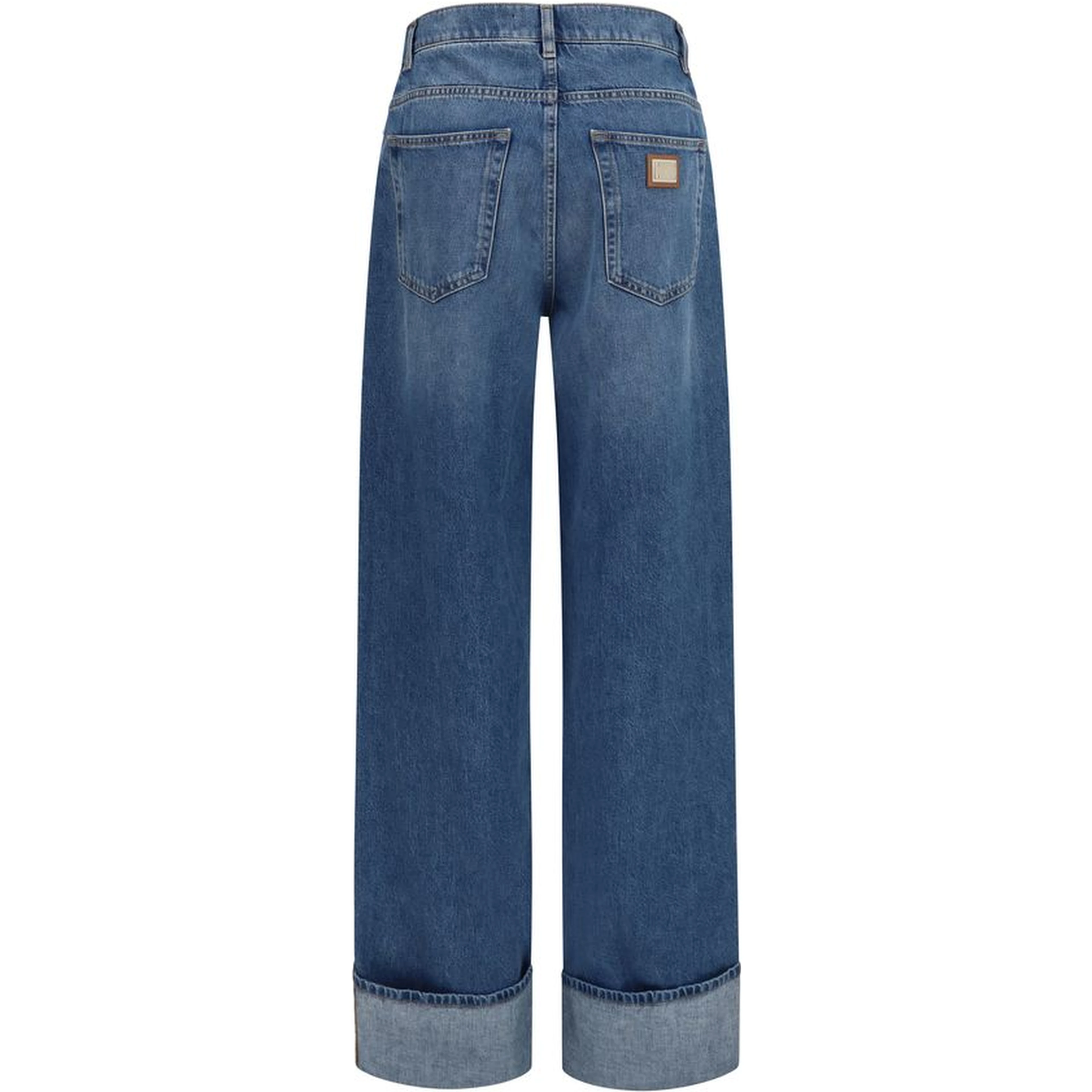 Blue Cotton Straight-Leg Jeans