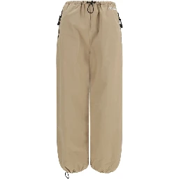 Beige Cotton Athletic Pants