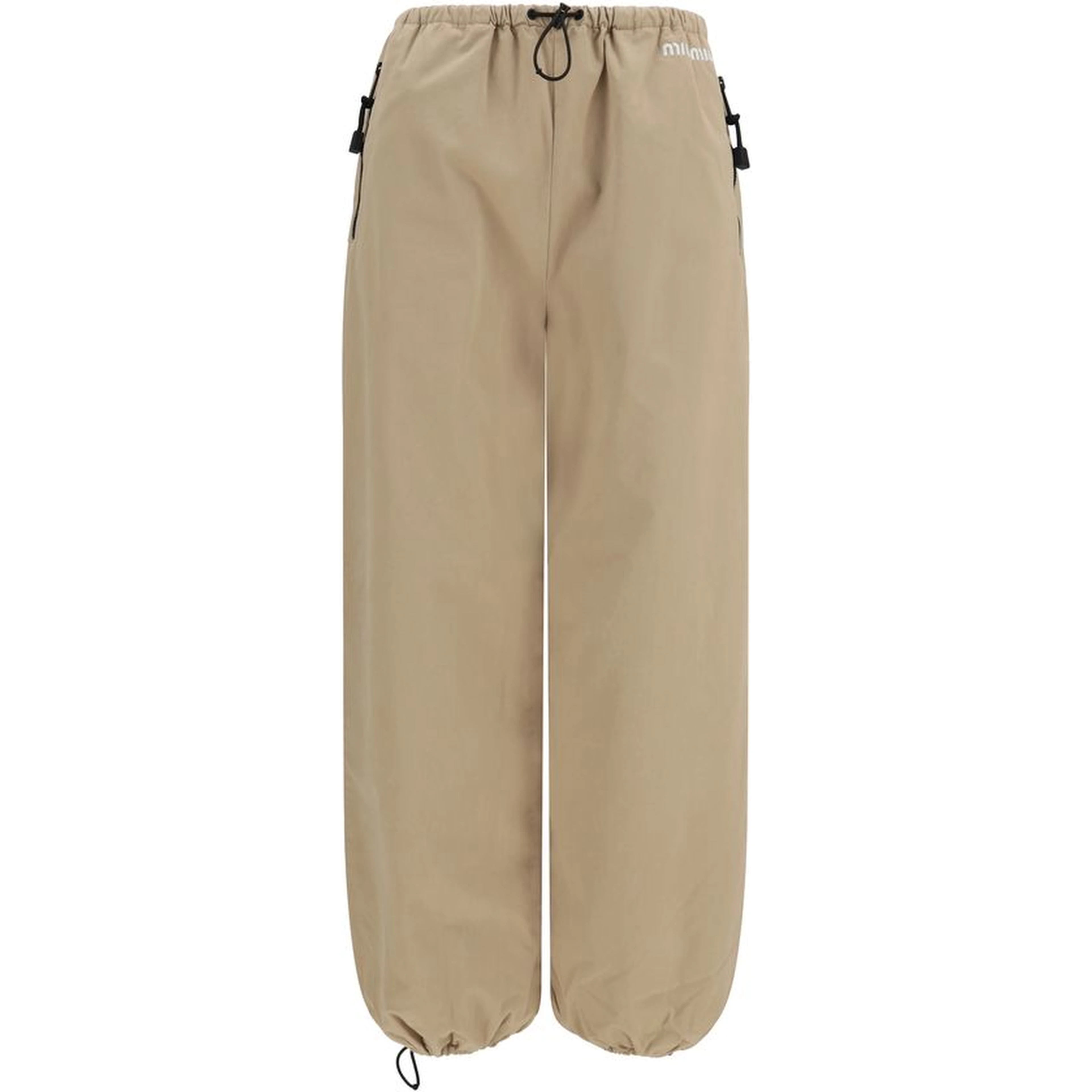 Beige Cotton Athletic Pants