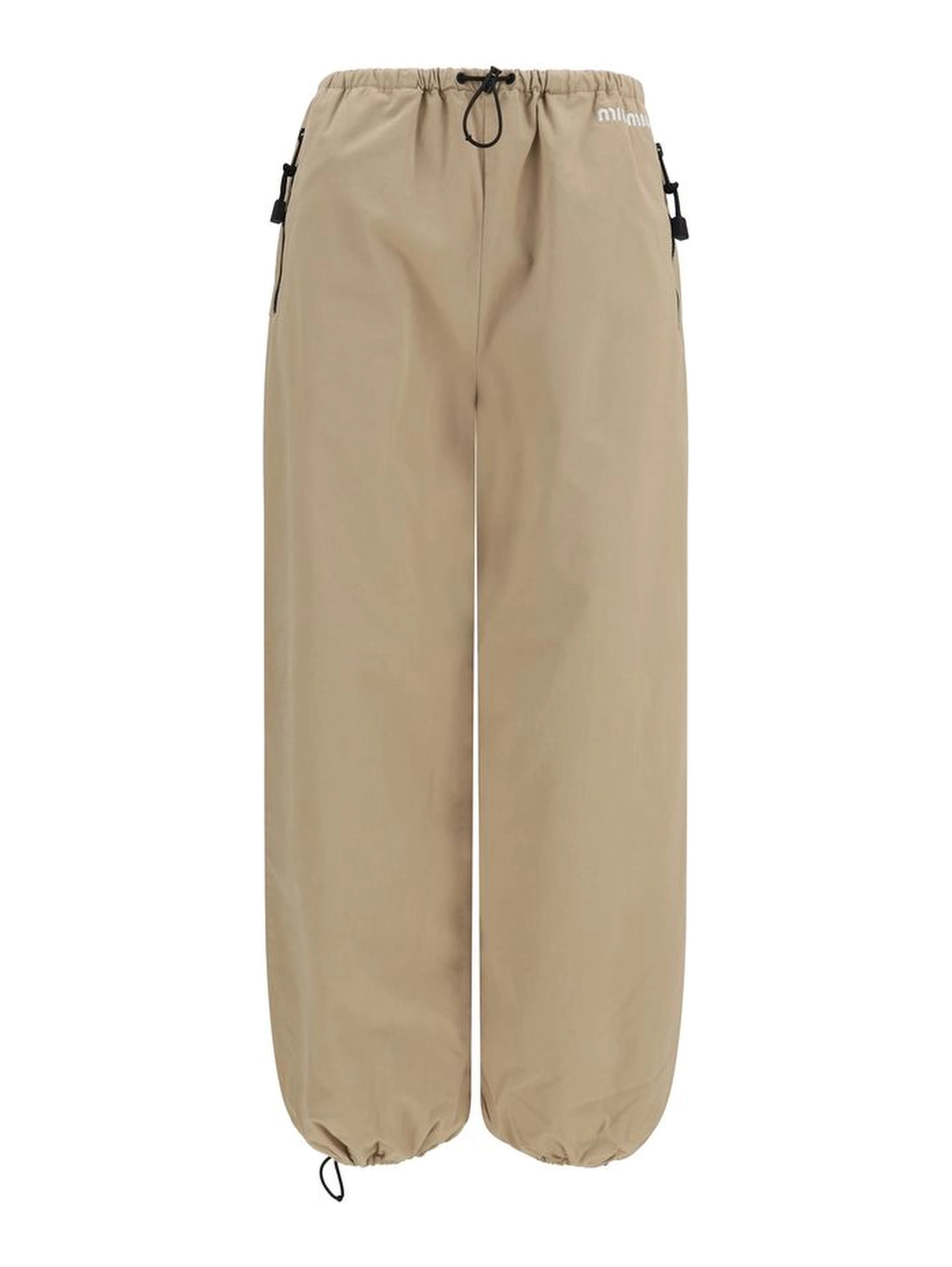 Beige Cotton Athletic Pants