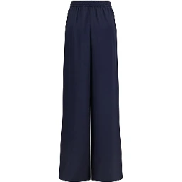 Blue Silk Casual Pants