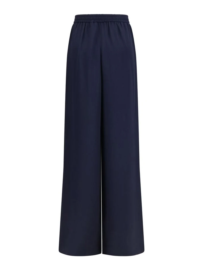 Blue Silk Casual Pants