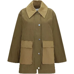 Bicolor Cotton Full-Length Jacket