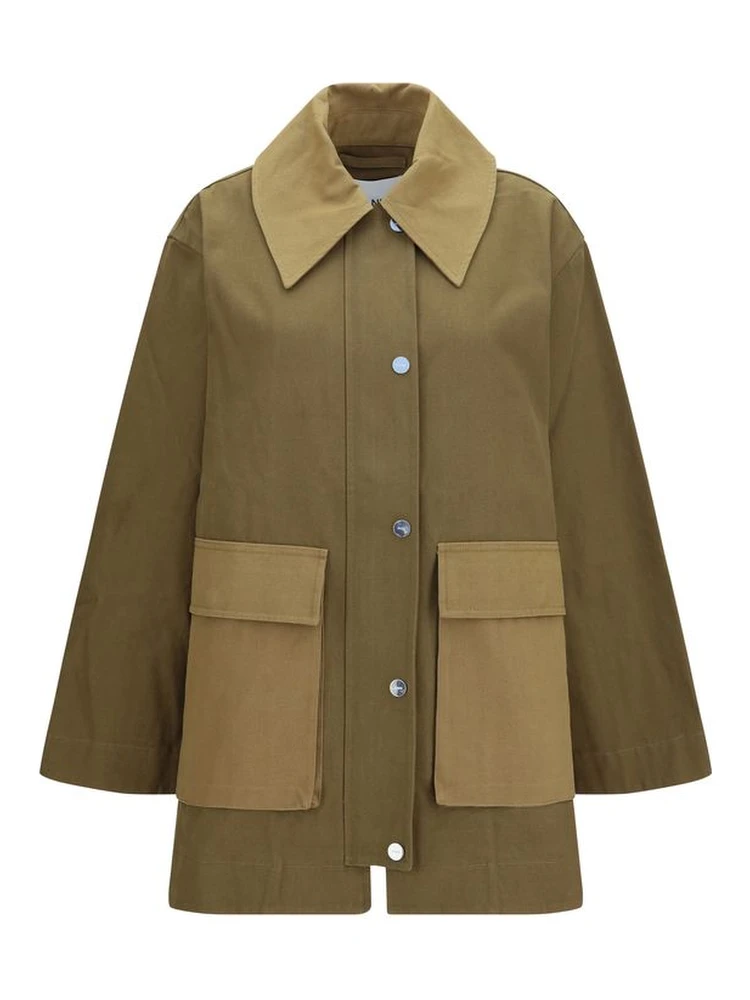 Bicolor Cotton Full-Length Jacket