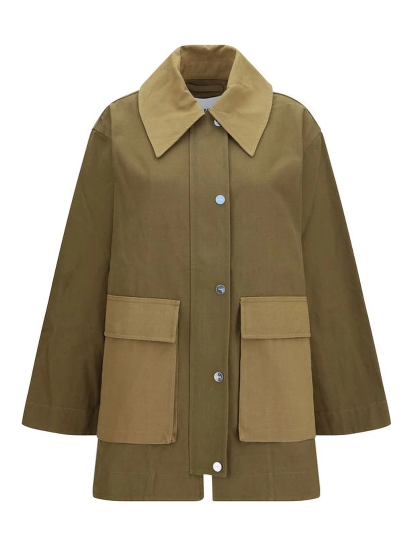 Bicolor Cotton Full-Length Jacket