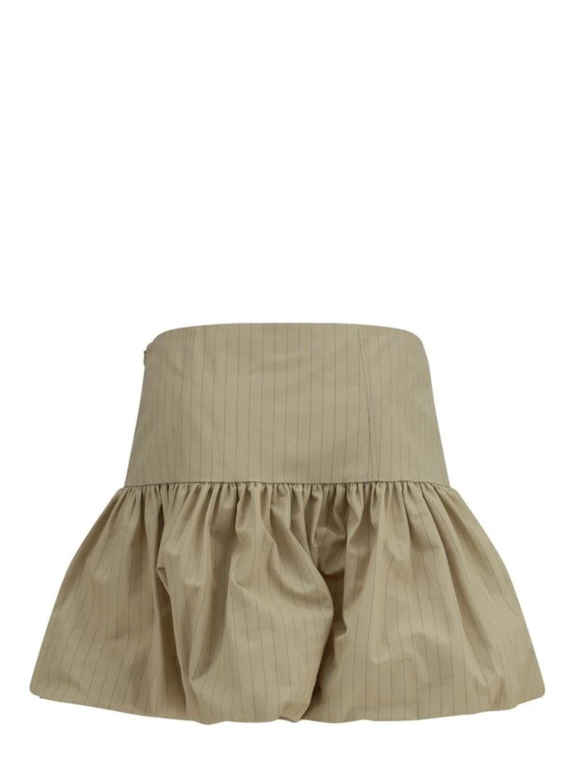 Beige Cotton Mini Skirt