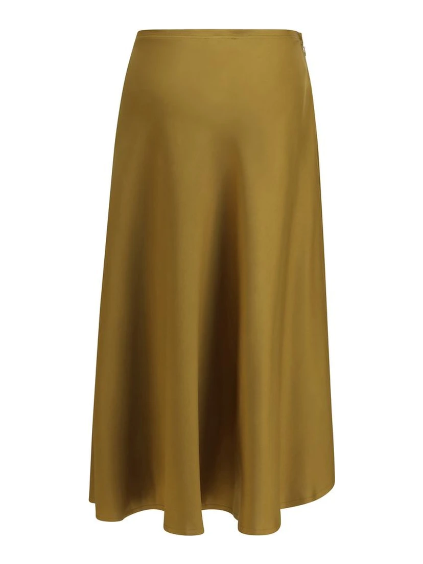 Bicolor Acetate Midi Skirt