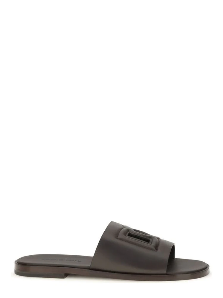Brown Calf Leather Bos Taurus Flat Sandals
