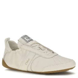Beige Fabric Athletic Sneakers