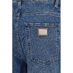 Blue Cotton Straight-Leg Jeans