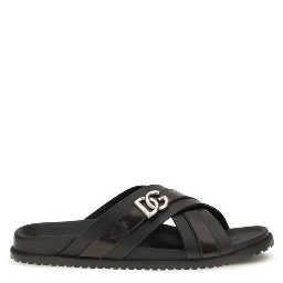 Black Calf Leather Bos Taurus Sandals