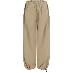 Beige Cotton Athletic Pants