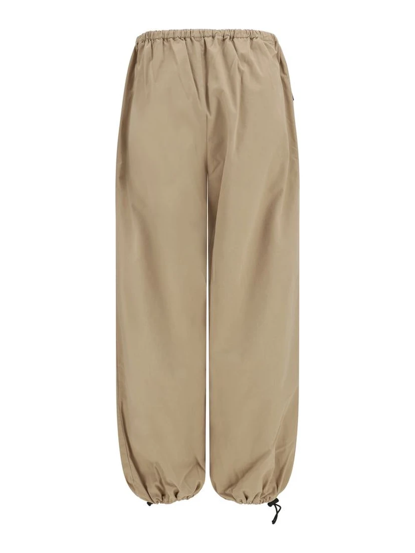 Beige Cotton Athletic Pants