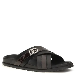 Black Calf Leather Bos Taurus Sandals