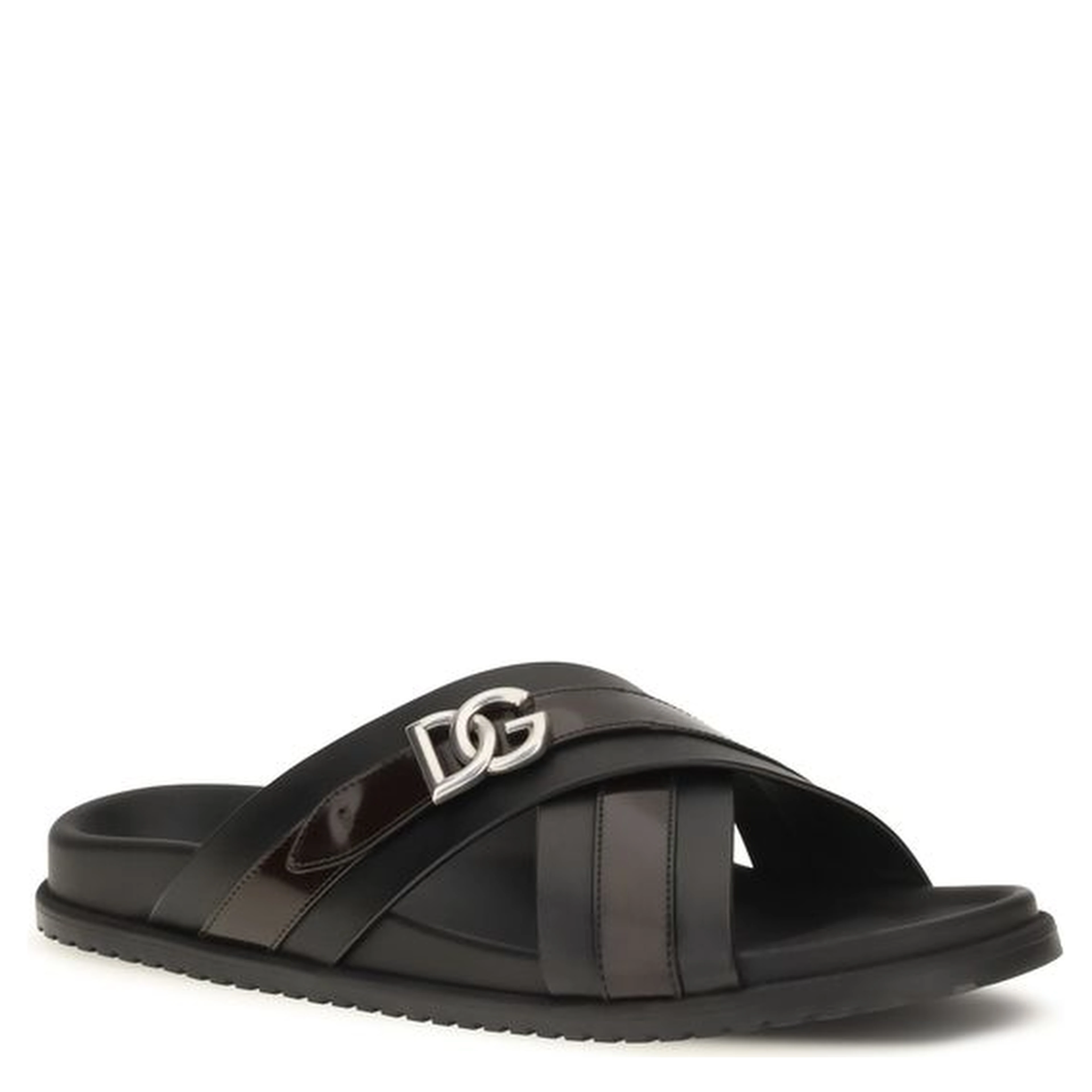 Black Calf Leather Bos Taurus Sandals