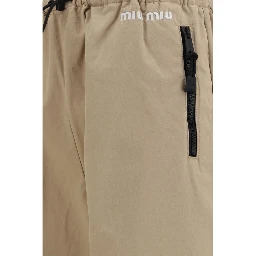 Beige Cotton Athletic Pants