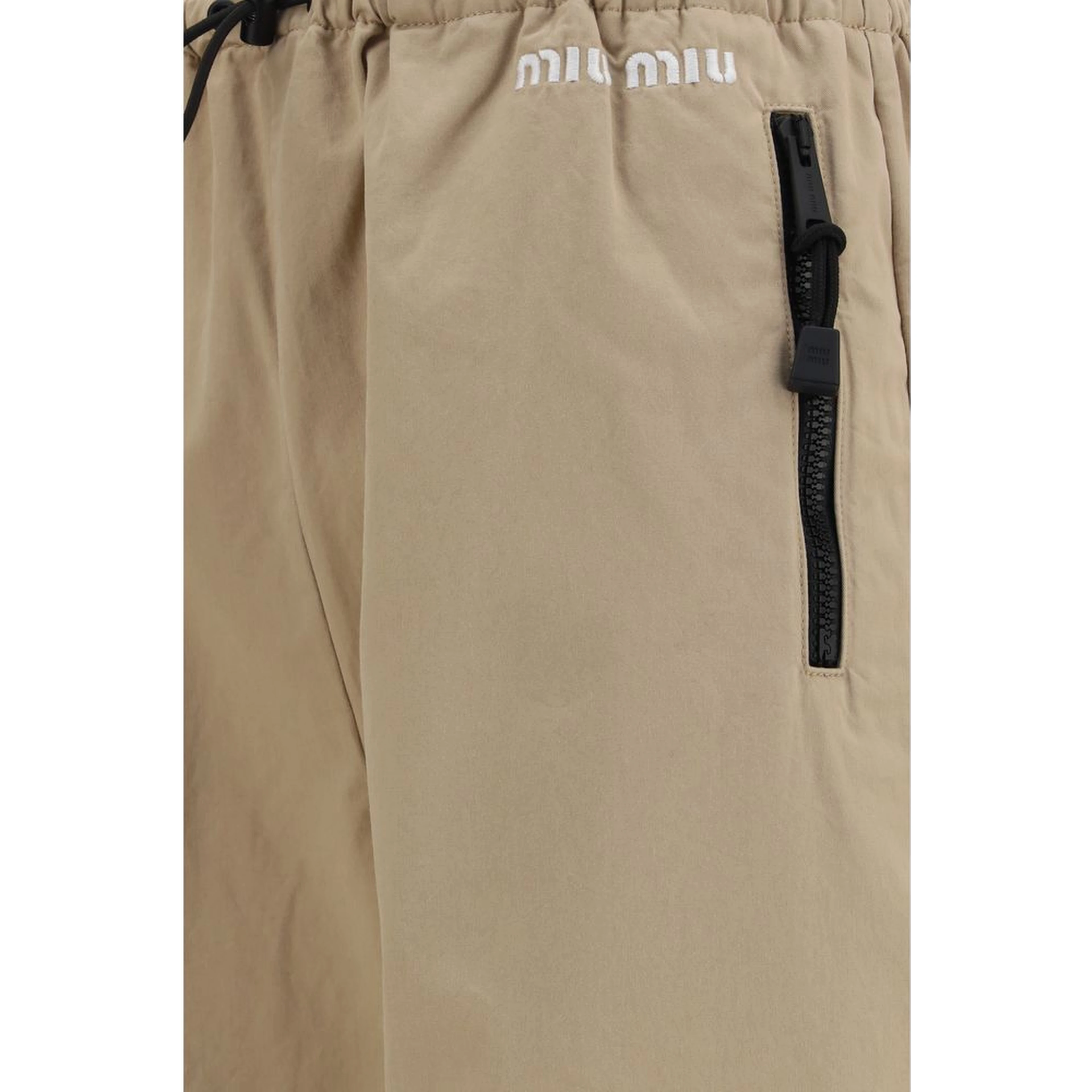 Beige Cotton Athletic Pants