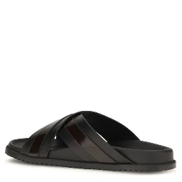 Black Calf Leather Bos Taurus Sandals