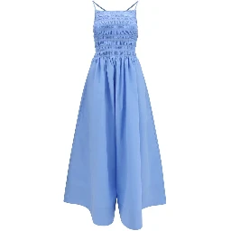 Blue Cotton Casual Dress