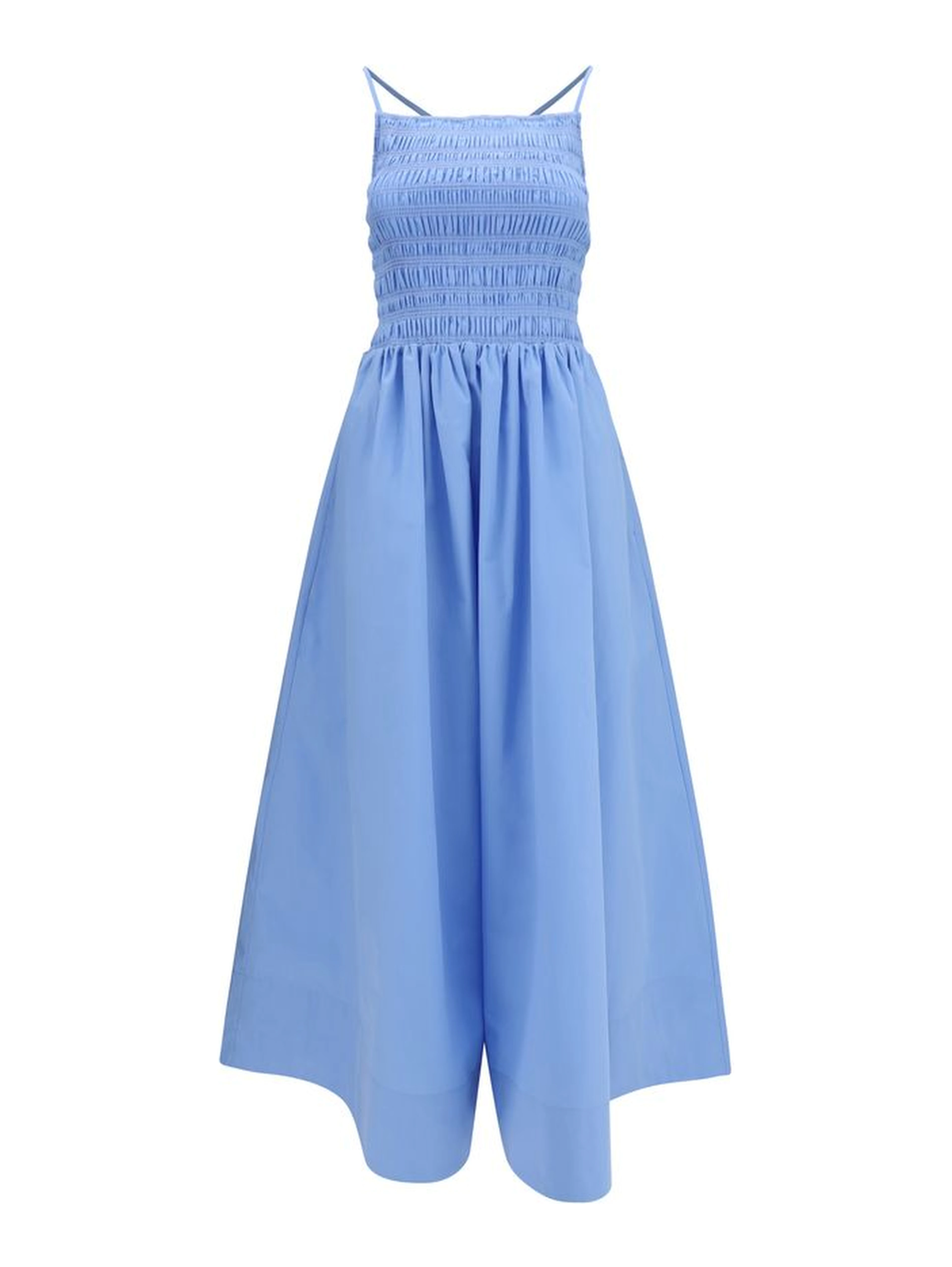 Blue Cotton Casual Dress