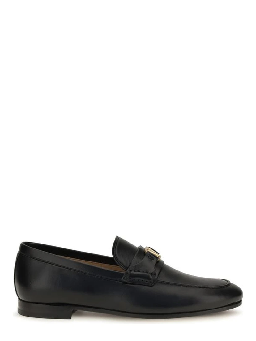 Black Calf Leather Bos Taurus Slip-On Loafers