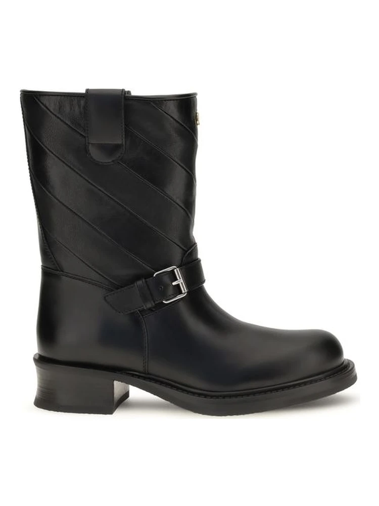 Black Calf Leather Bos Taurus Ankle Boots