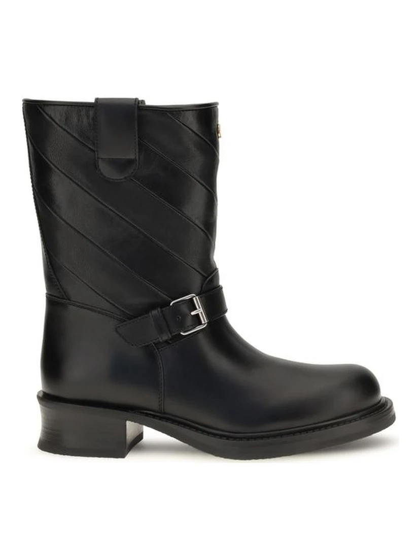 Black Calf Leather Bos Taurus Ankle Boots