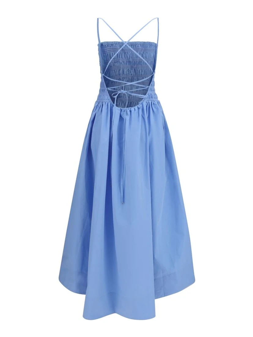 Blue Cotton Casual Dress