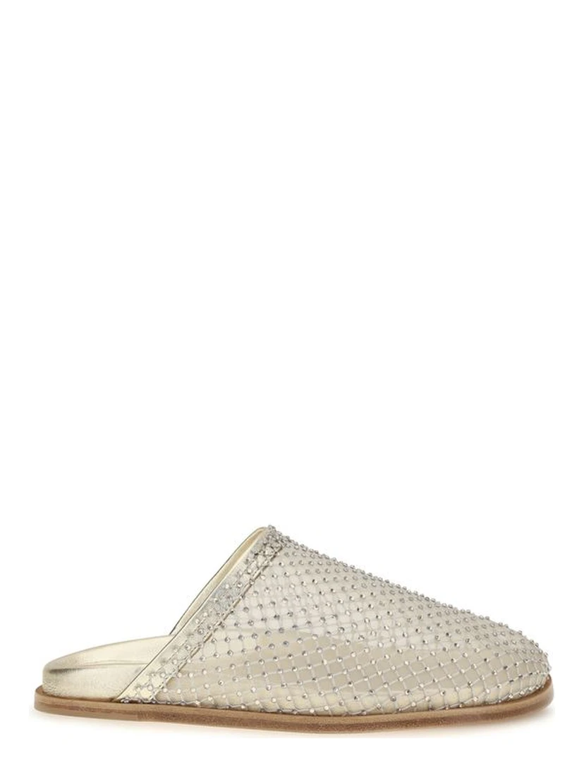 Silver Fabric Mules