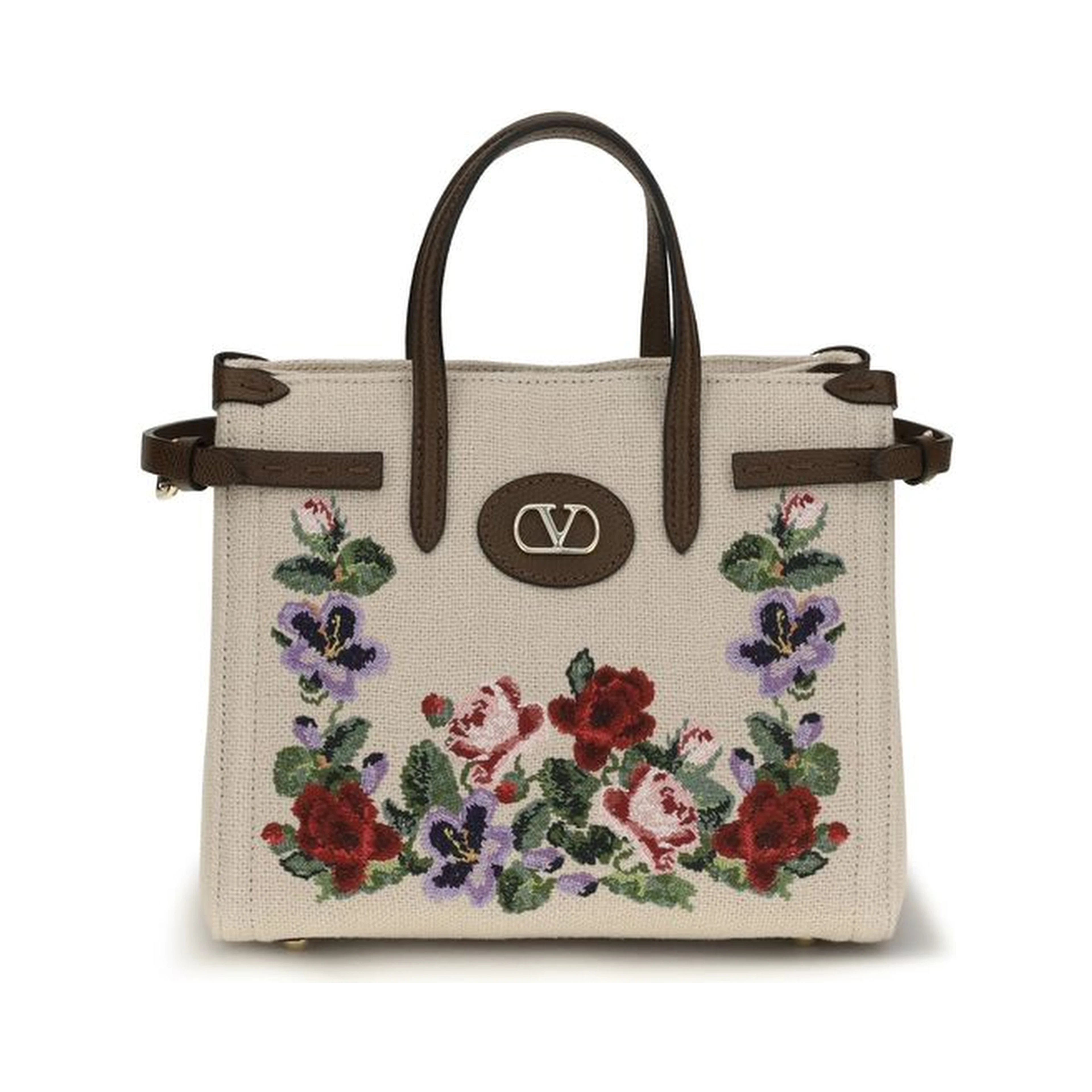 Beige Linen Shoulder Bag