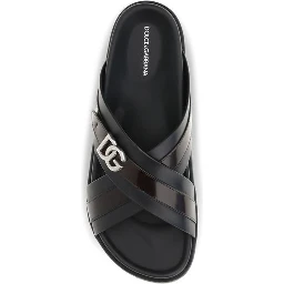 Black Calf Leather Bos Taurus Sandals