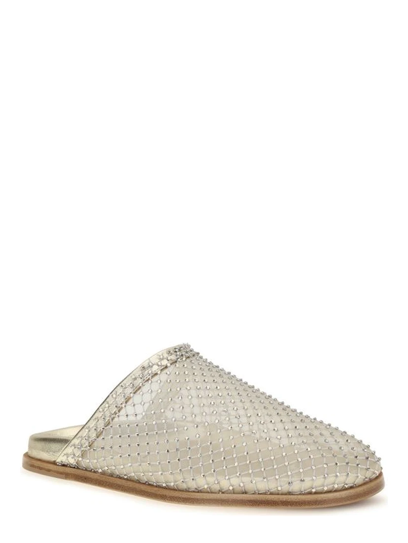 Silver Fabric Mules