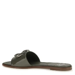 Bicolor Calf Leather Bos Taurus Flat Sandals