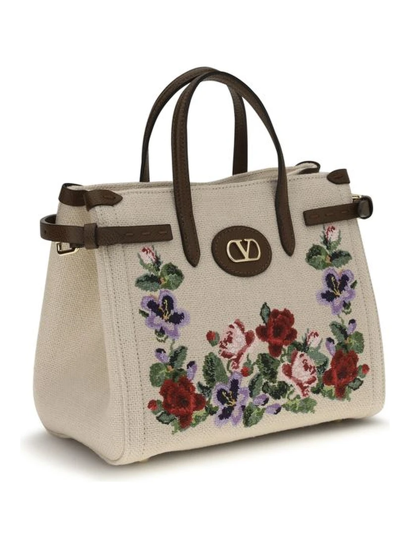 Beige Linen Shoulder Bag