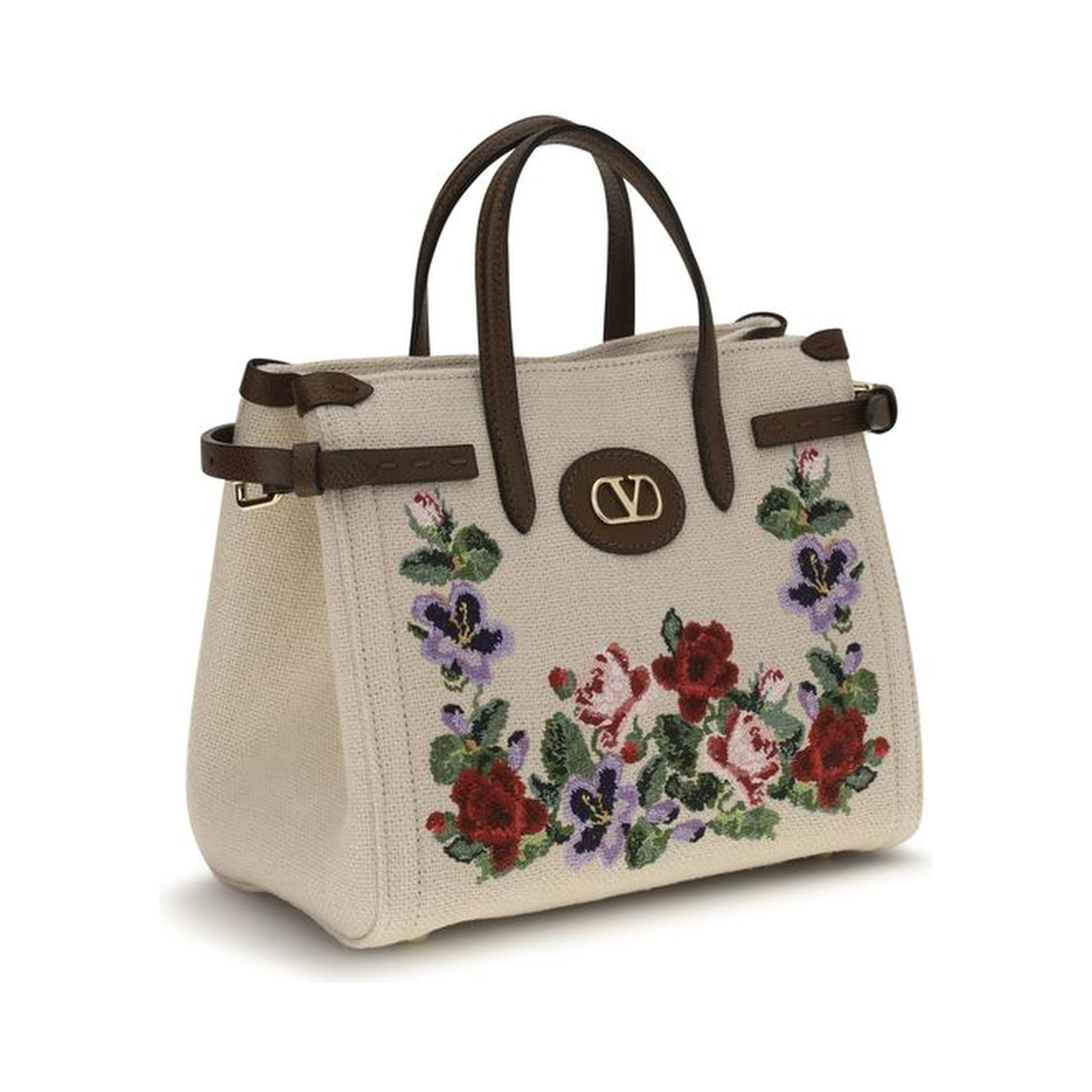 Beige Linen Shoulder Bag