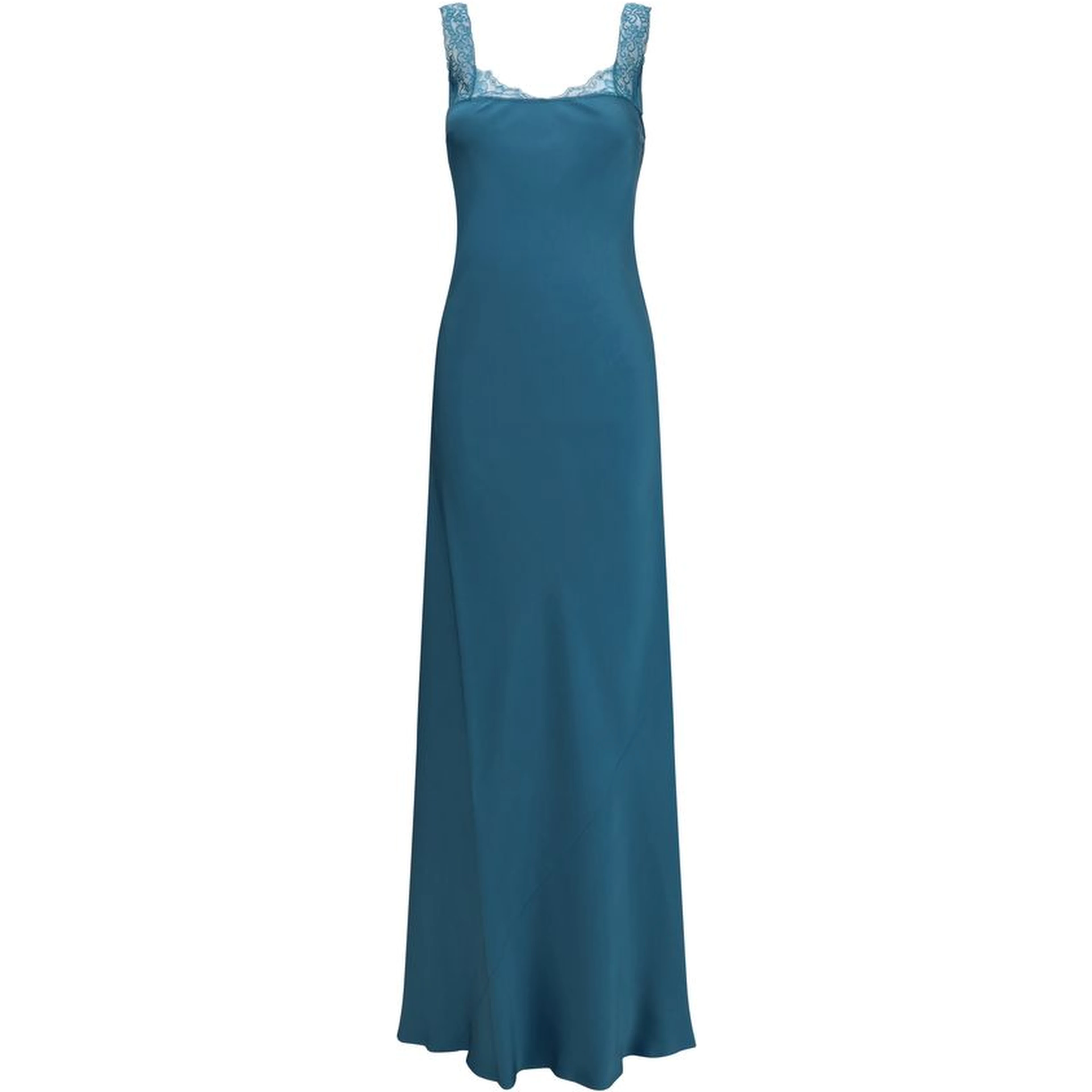 Blue Acetate Long Dress
