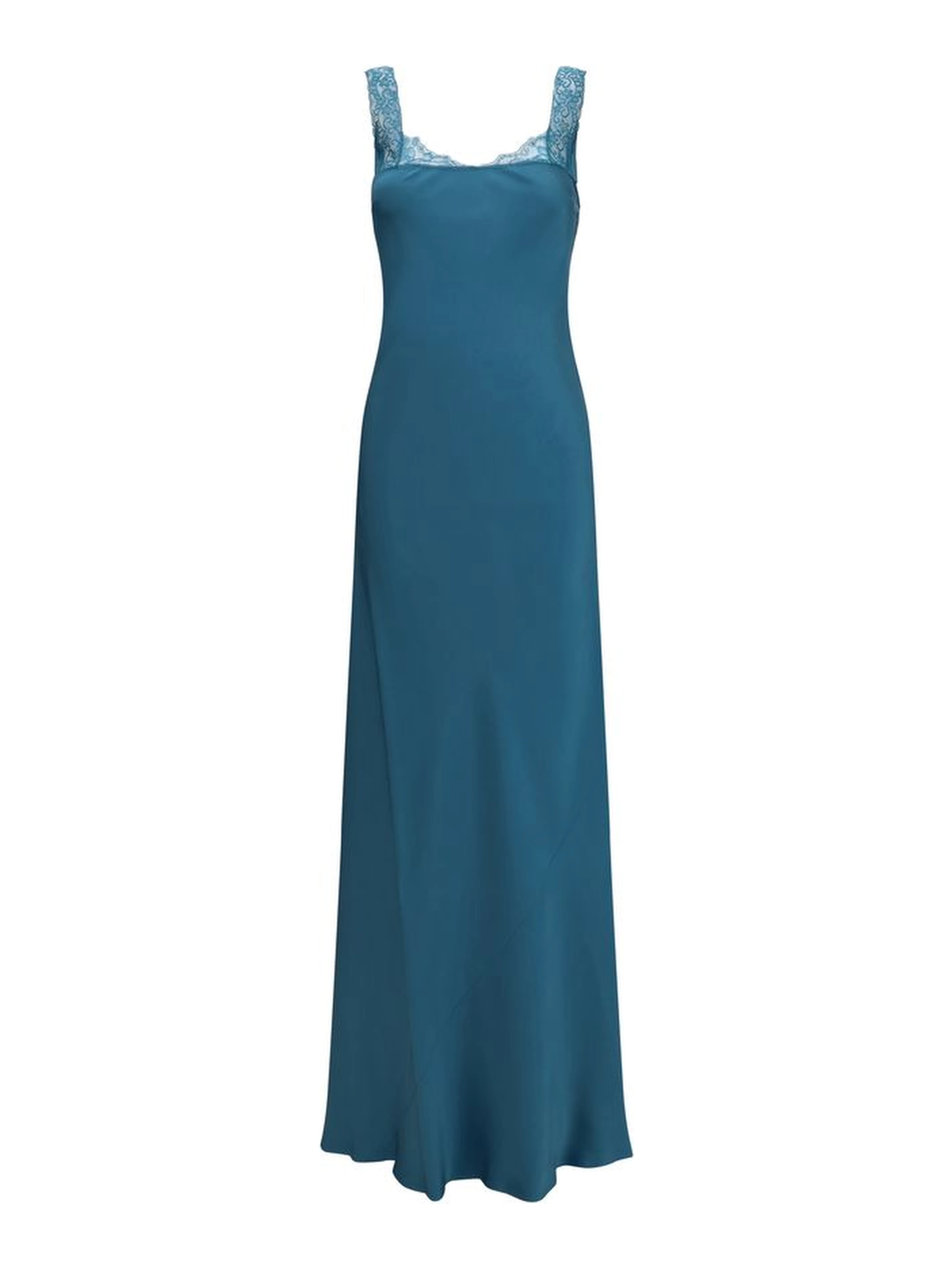 Blue Acetate Long Dress
